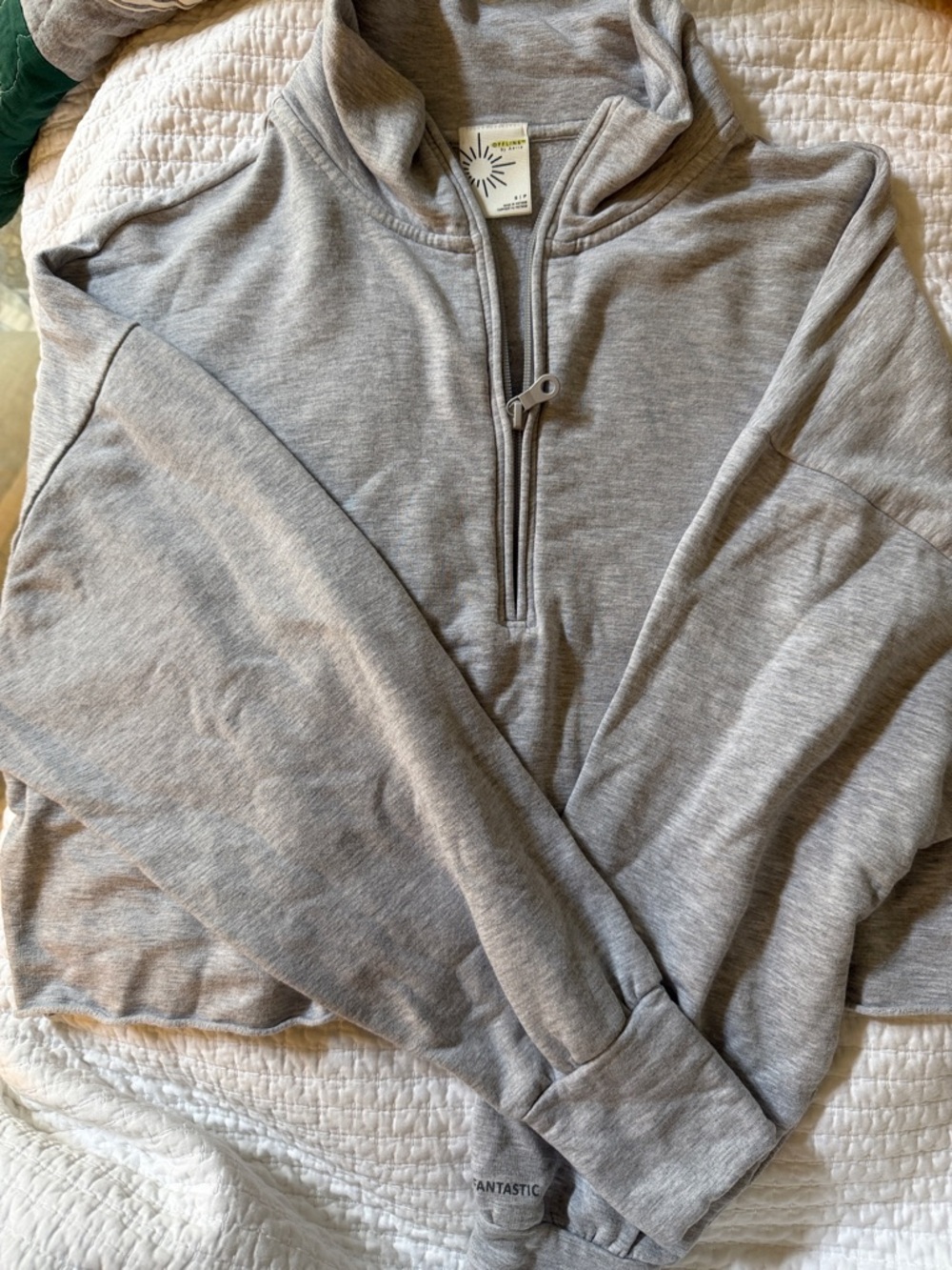 aerie Gray Half-Zip Hoodie